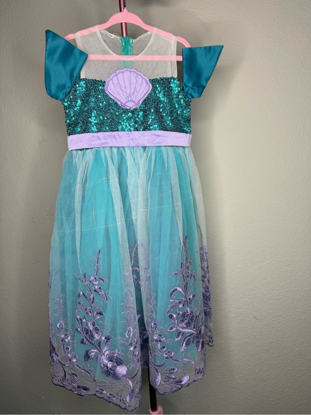 Girls Teal & Purple Sequin Mermaid Dress - Picture 6 of 7
